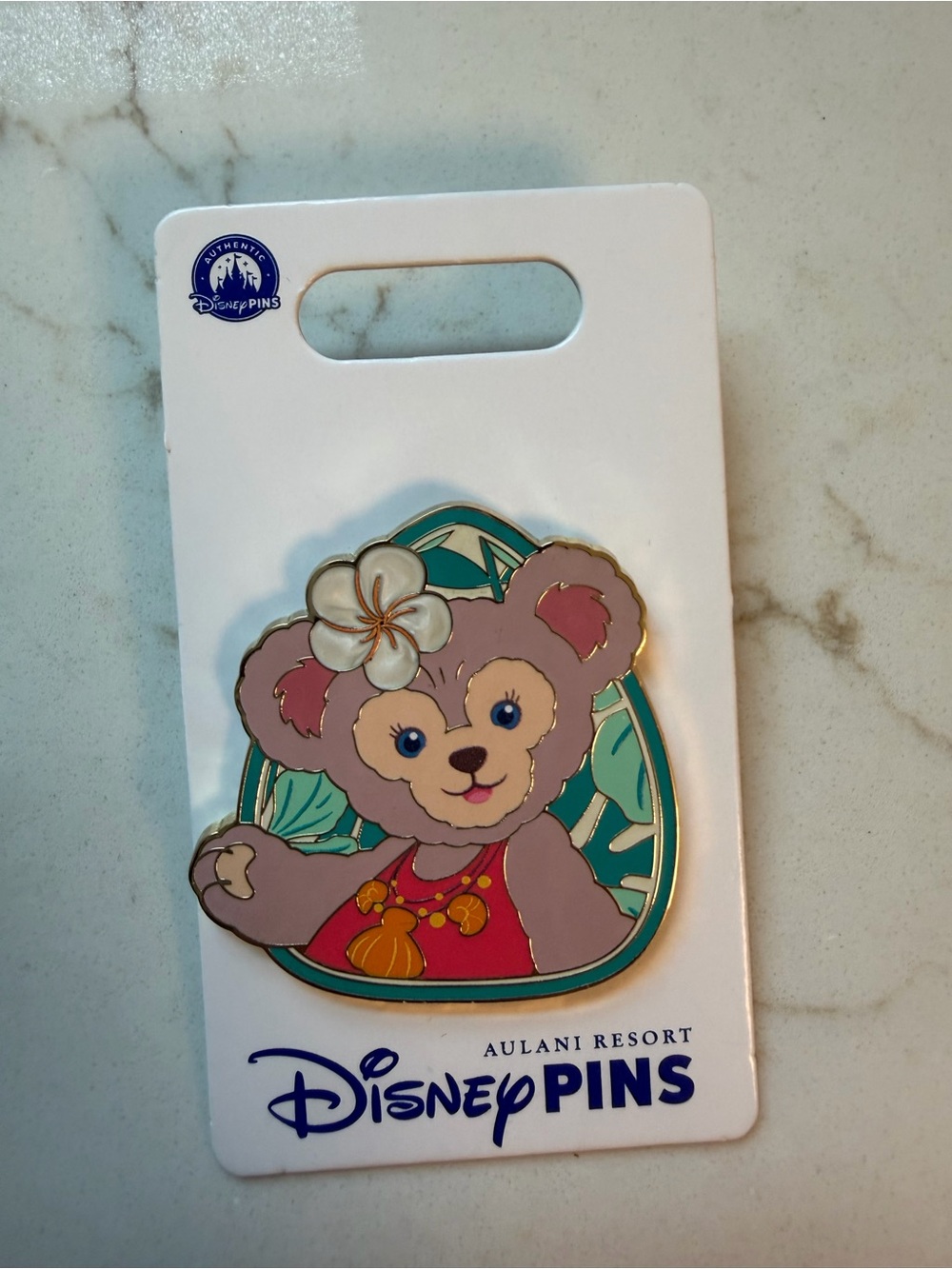 Disney Duffy and friends Aulani Bear Enamel Pin - Pink, Teal & Gold